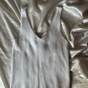 Beautees Black and White Ribbed Sleeveless Tank Top